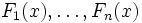 F_1(x), \ldots, F_n(x)\,