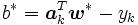 b^{*} = \boldsymbol{a}^{T}_{k}  \boldsymbol{w}^{*}-y_{k}\, 