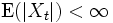 \mathrm{E}(|X_t|)<\infty\,