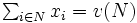 \textstyle \sum_{ i \in N }x_i = v(N)\,