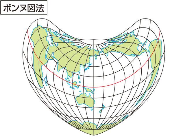 ボンヌ図法の画像