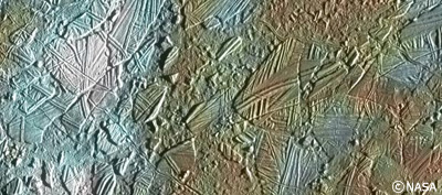 ガリレオがとらえた木星の衛星エウロパの地表
