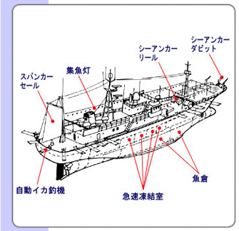 大型イカ釣り漁船
